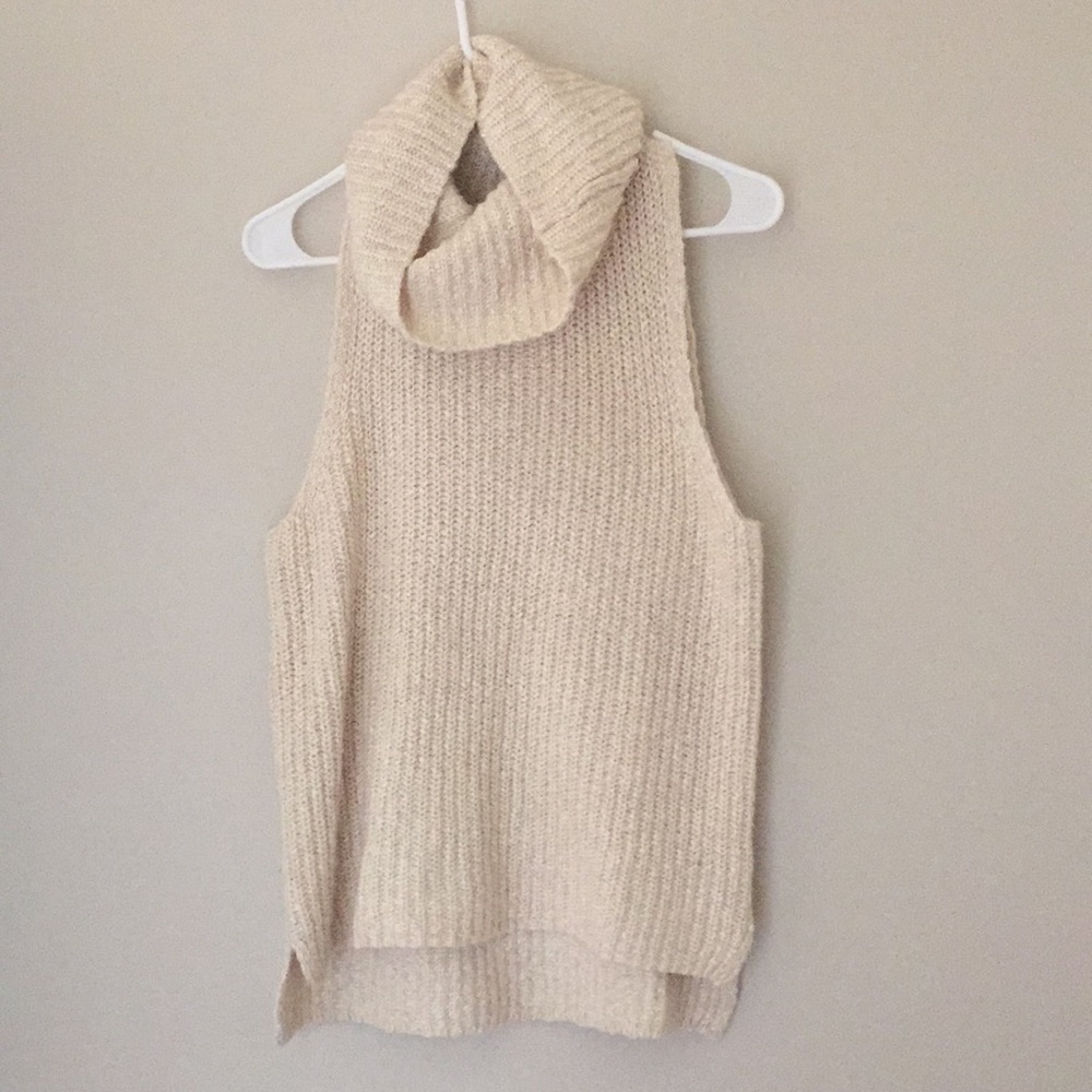 Cream cowl neck sweater vest